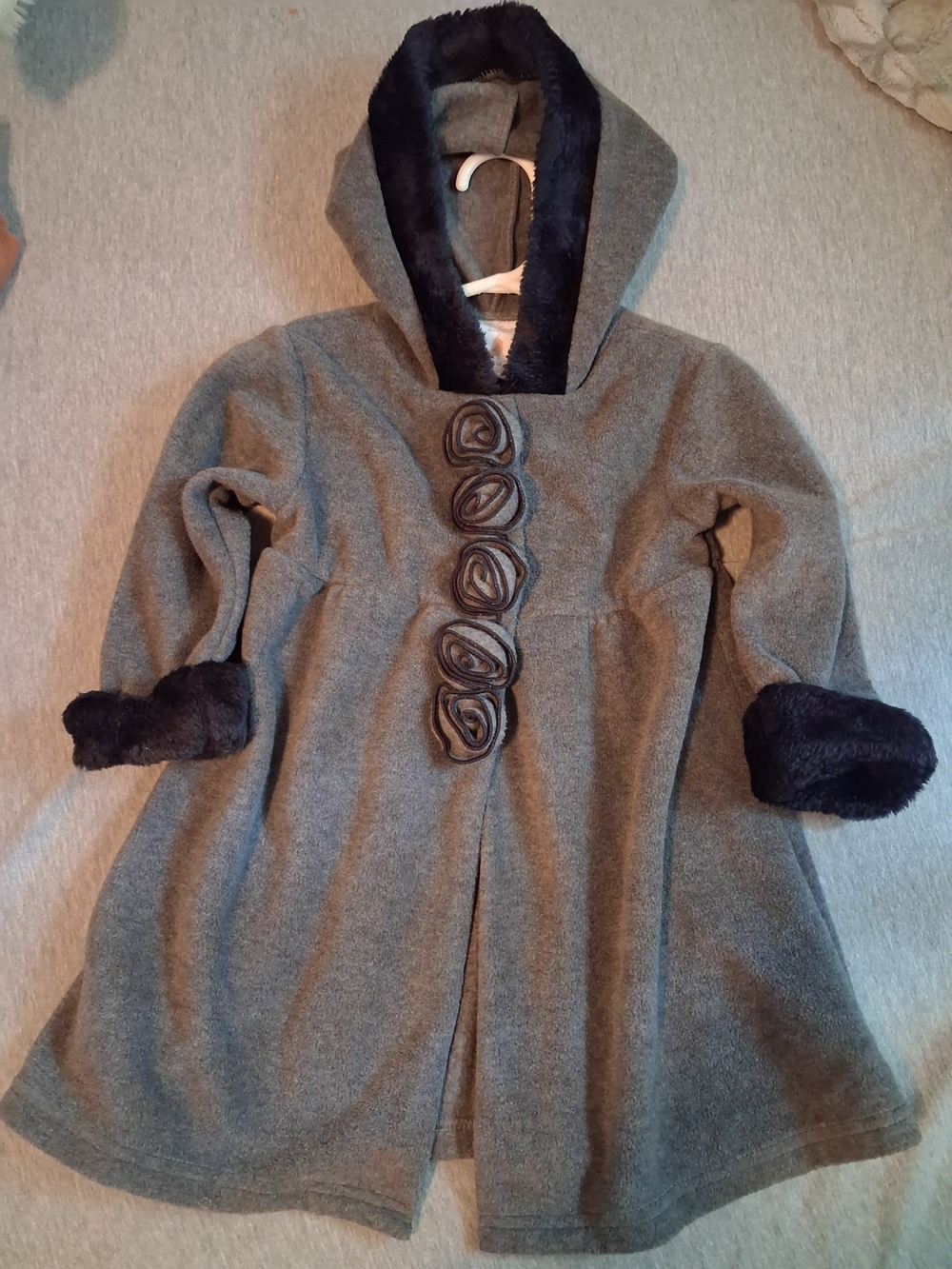 Girls' Grey Hooded Coat
